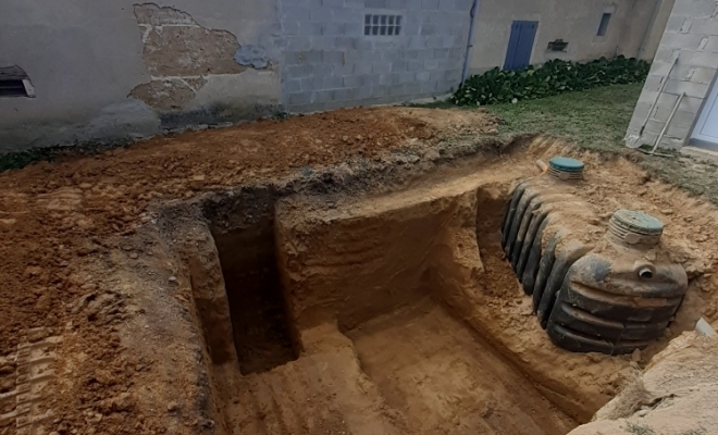 Terrassement pour la nouvelle installation d'assainissement  